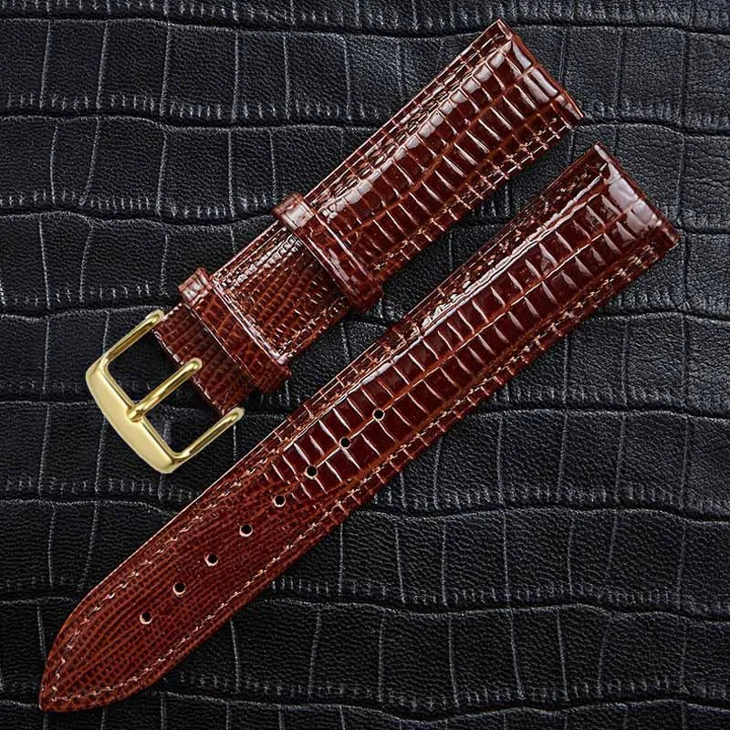 Brown Lizard Texture Leather Strap – Universal Clasp
