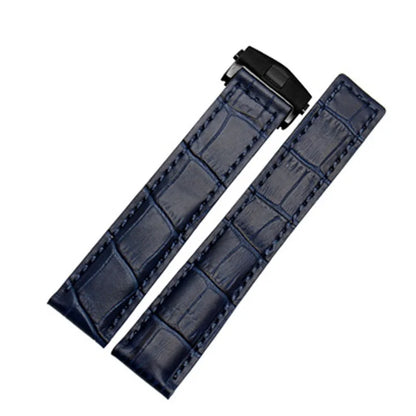 Navy Cowhide Leather Soft Tag Heuer Strap
