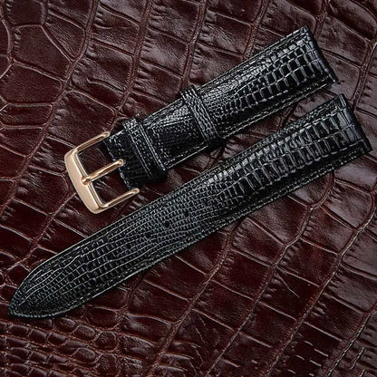 Black Lizard Texture Leather Strap – Universal Clasp