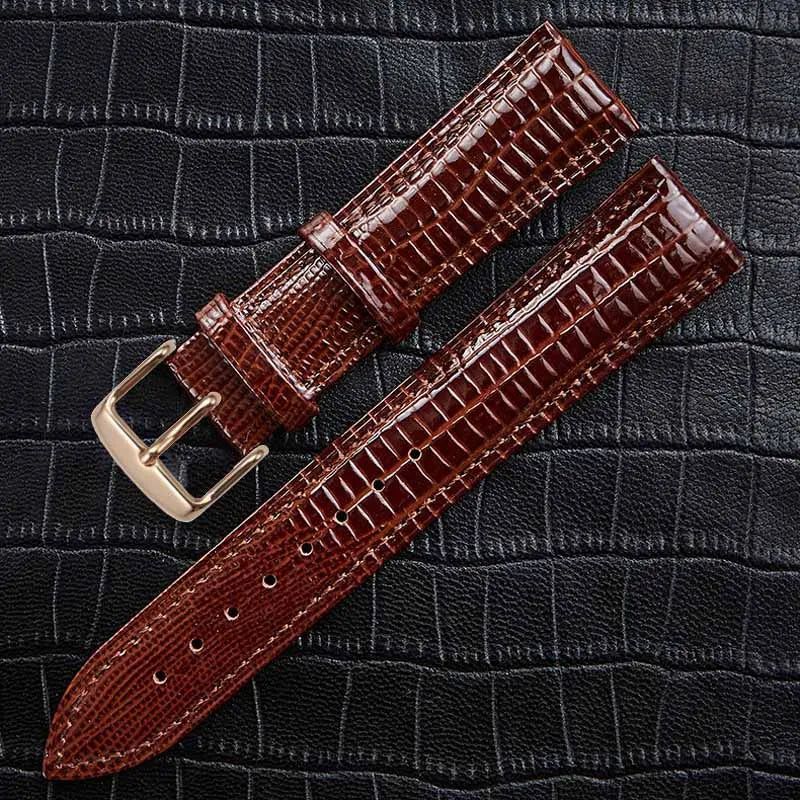 Brown Lizard Texture Leather Strap – Universal Clasp