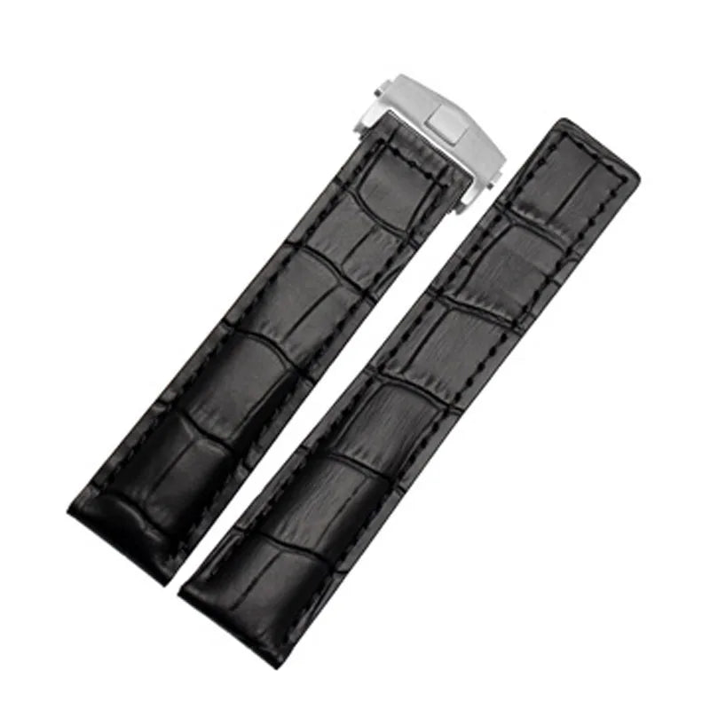 Black Genuine Leather Strap for Tag Heuer – 19mm / 20mm / 22mm
