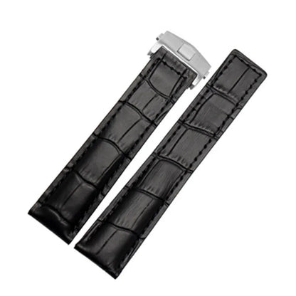 Black Genuine Leather Strap for Tag Heuer – 19mm / 20mm / 22mm