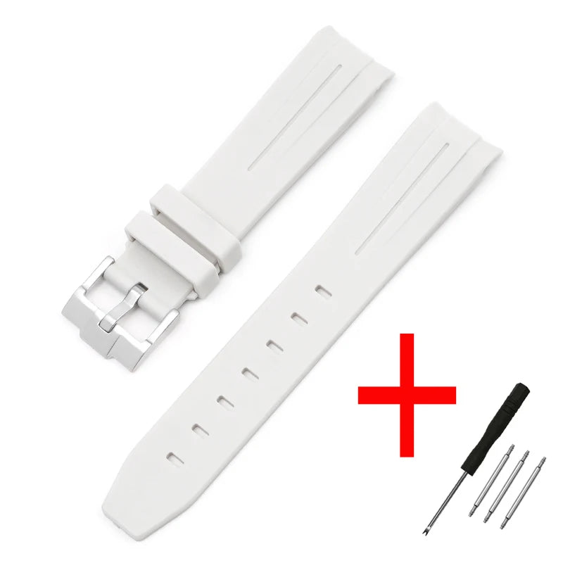 High Quality Curved End Rubber Strap for Moonswatch - With Coloured Line