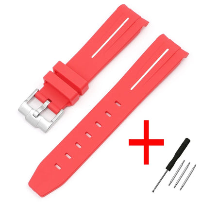 High Quality Curved End Rubber Strap for Moonswatch - With Coloured Line