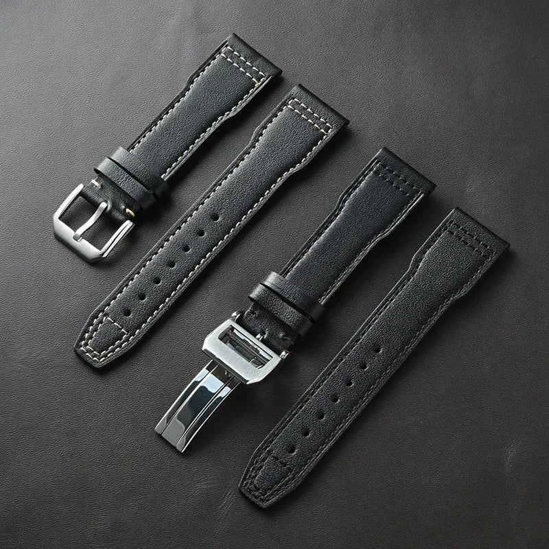 Nero Black Soft Cowhide Leather Pilot Strap