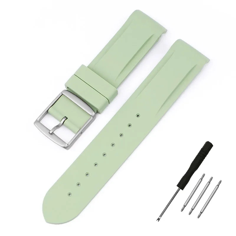 High Quality Curved End Rubber Strap for Moonswatch - With Coloured Line