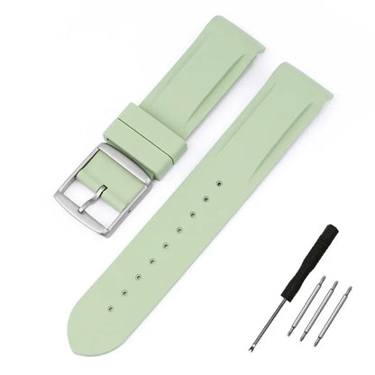 High Quality Curved End Rubber Strap for Moonswatch - With Coloured Line