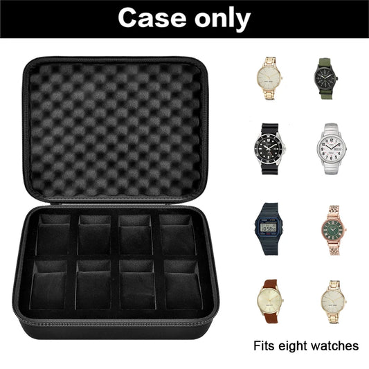 8 Slot Hard Shell Watch Travel & Storage Box – High Quality Durable Nylon