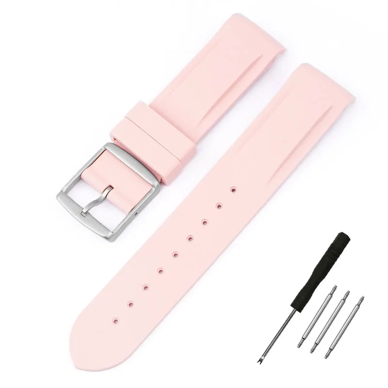 High Quality Curved End Rubber Strap for Moonswatch - With Coloured Line