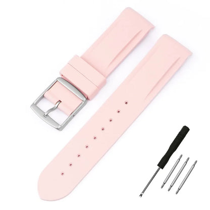 High Quality Curved End Rubber Strap for Moonswatch - With Coloured Line