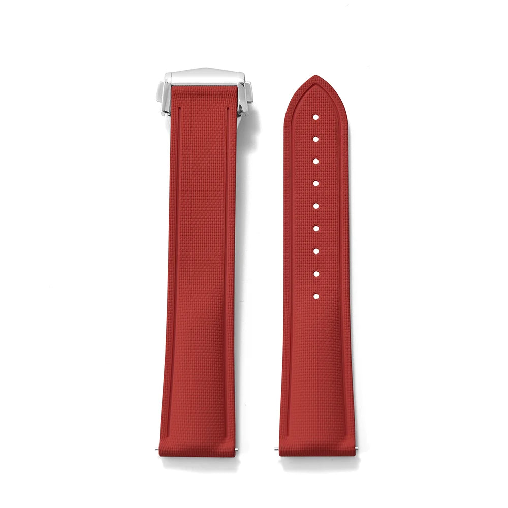 Red Premium Grade Soft FKM Rubber Watch Strap