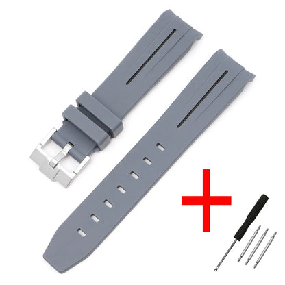 High Quality Curved End Rubber Strap for Moonswatch - With Coloured Line