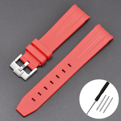 High Quality Curved End Rubber Strap for Moonswatch - With Coloured Line