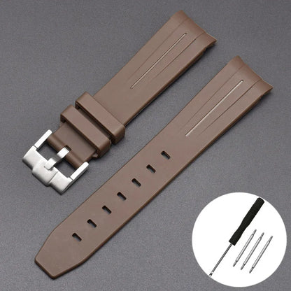 High Quality Curved End Rubber Strap for Moonswatch - With Coloured Line