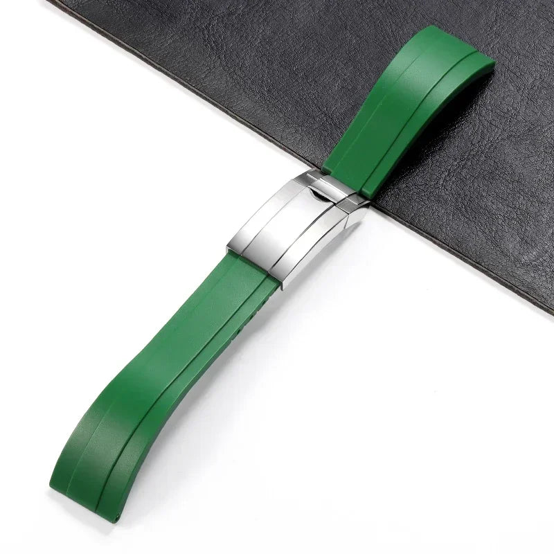 Oysterflex Style Strap for Rolex - High Quality Butterfly Clasp - Green with Clasp