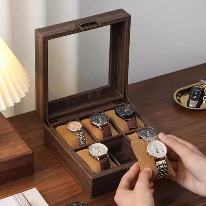 6 Slot Luxury Solid Oak Wooden Watch Box – High Quality Display Case