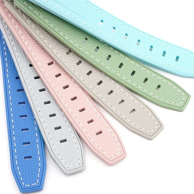 High Quality Rubber Silicone Strap for Moonswatch - With Coloured Stitching