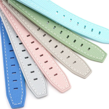 High Quality Rubber Silicone Strap for Moonswatch - With Coloured Stitching