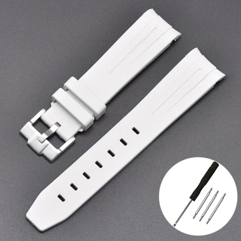 High Quality Curved End Rubber Strap for Moonswatch - With Coloured Line