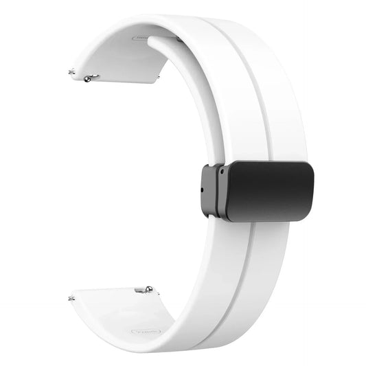 White Silicone Rubber Strap for Moonswatch - with Magnetic Buckle