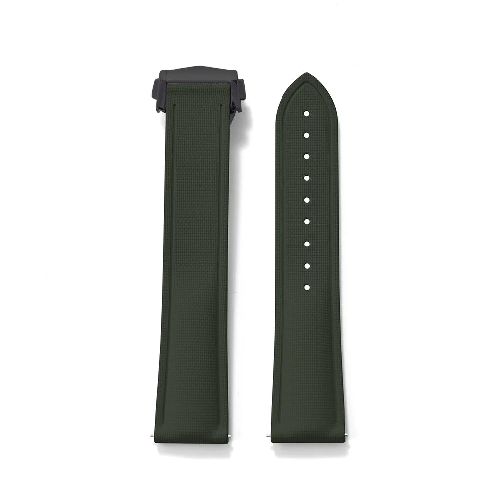 Green Premium Grade Soft FKM Rubber Watch Strap