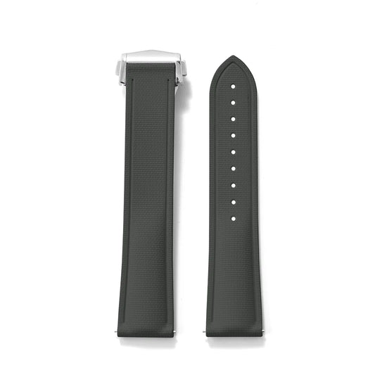 Grey Premium Grade Soft FKM Rubber Watch Strap