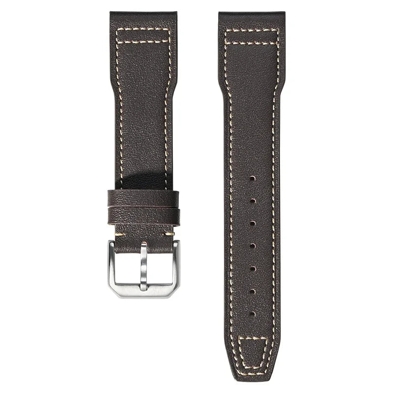 Deep Brown & White Soft Cowhide Leather Pilot Strap