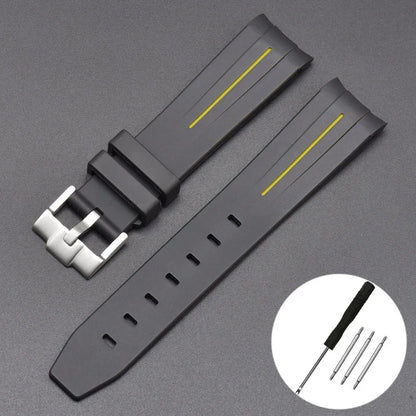 High Quality Curved End Rubber Strap for Moonswatch - With Coloured Line
