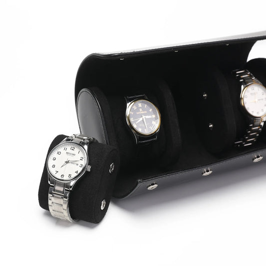 Luxury Leather Watch Travel & Storage Box 1-3 Slot – Black – High Quality