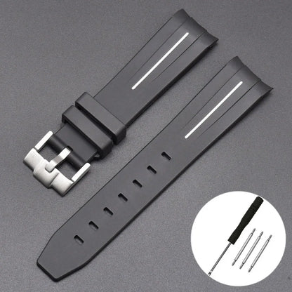 High Quality Curved End Rubber Strap for Moonswatch - With Coloured Line