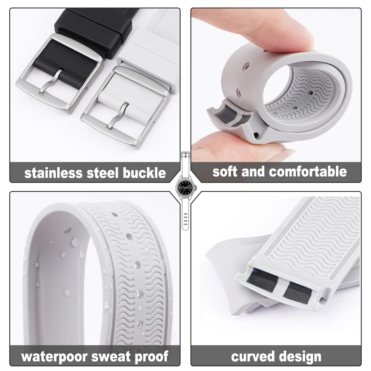 High Quality Curved End Rubber Strap for Moonswatch - With Coloured Line