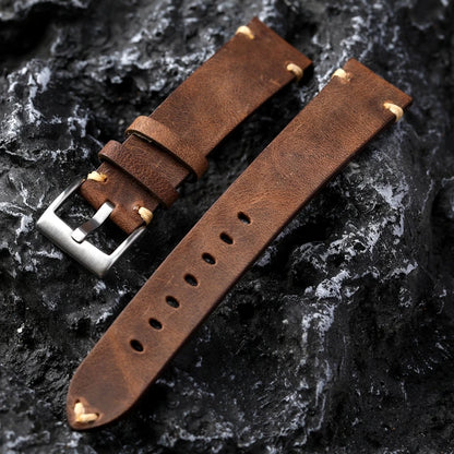 Luxury Brown Leather Watch Strap – Handmade – 18mm–22mm