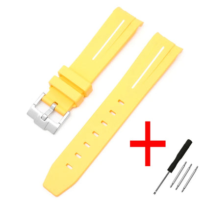 High Quality Curved End Rubber Strap for Moonswatch - With Coloured Line