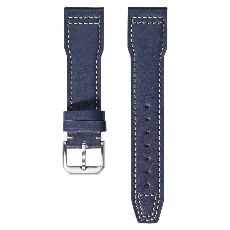 Blue & White Soft Cowhide Leather Pilot Strap
