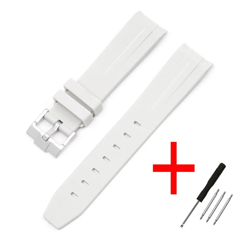 High Quality Curved End Rubber Strap for Moonswatch - With Coloured Line