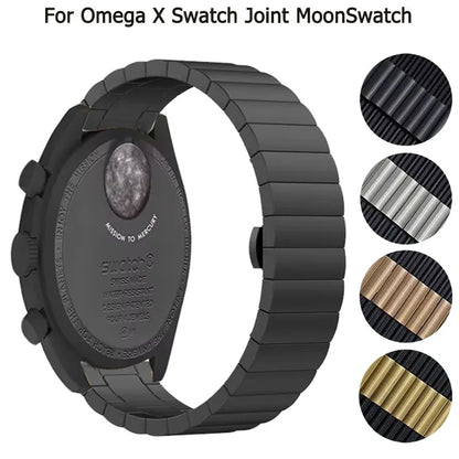 Black Stainless Steel Strap for Moonswatch – Butterfly Clasp