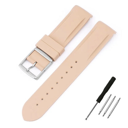 High Quality Curved End Rubber Strap for Moonswatch - With Coloured Line
