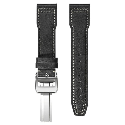 Black & White Soft Cowhide Leather Pilot Strap