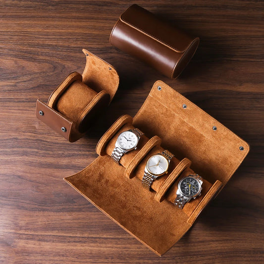 Luxury Leather Watch Travel & Storage Box 1-3 Slot – Brown – High Quality