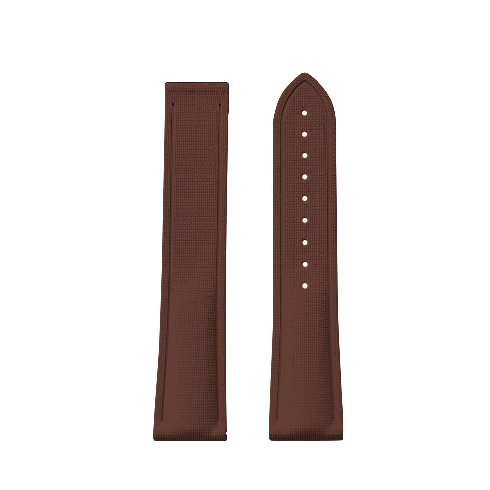 Brown Premium Grade Soft FKM Rubber Watch Strap