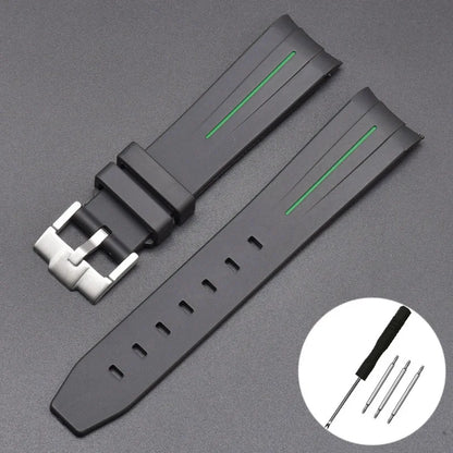 High Quality Curved End Rubber Strap for Moonswatch - With Coloured Line