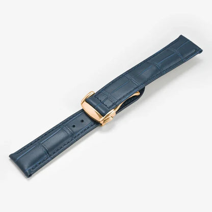 Genuine Leather Strap for Omega Seamaster & Speedmaster Blue – Folding Buckle