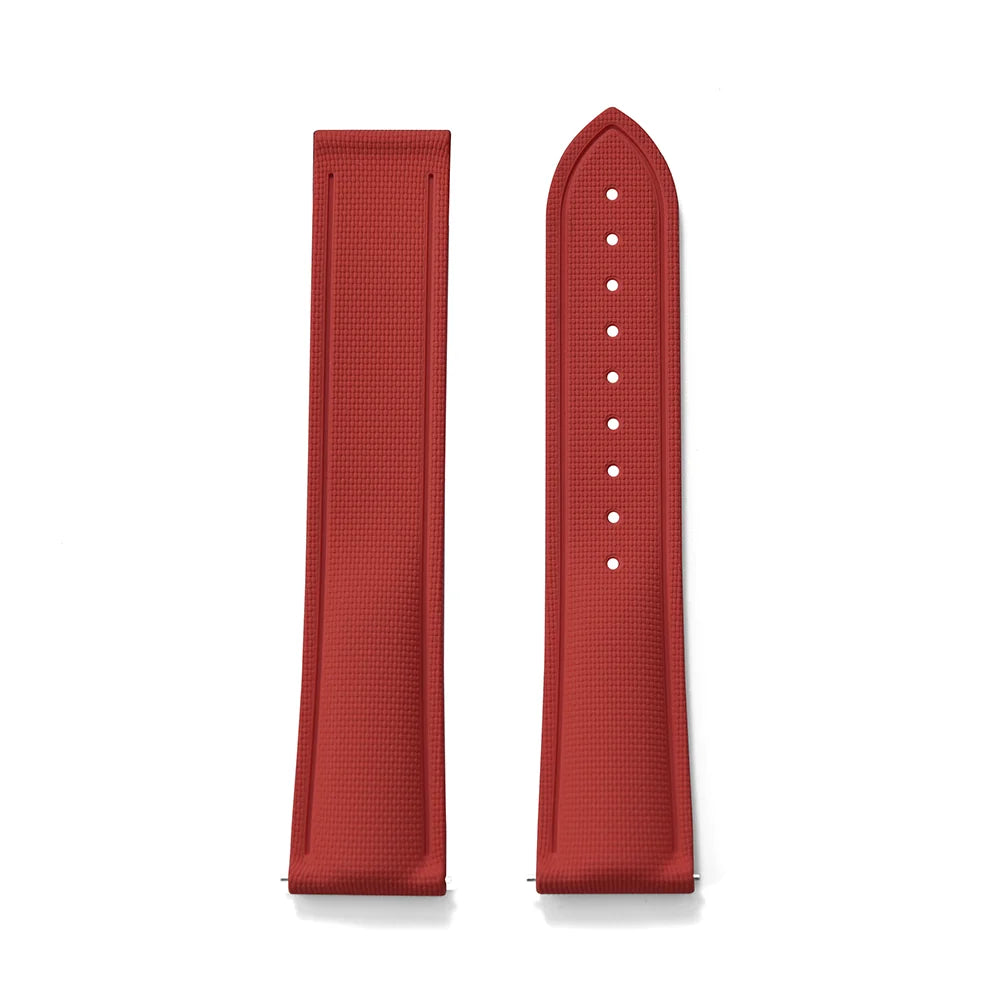 Red Premium Grade Soft FKM Rubber Watch Strap