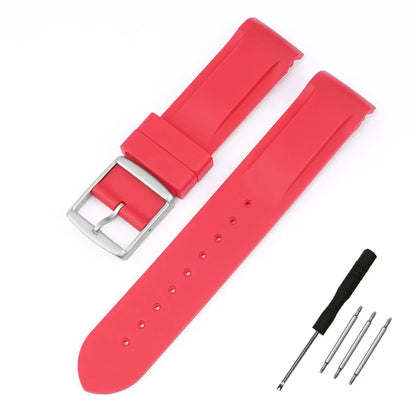 High Quality Curved End Rubber Strap for Moonswatch - With Coloured Line