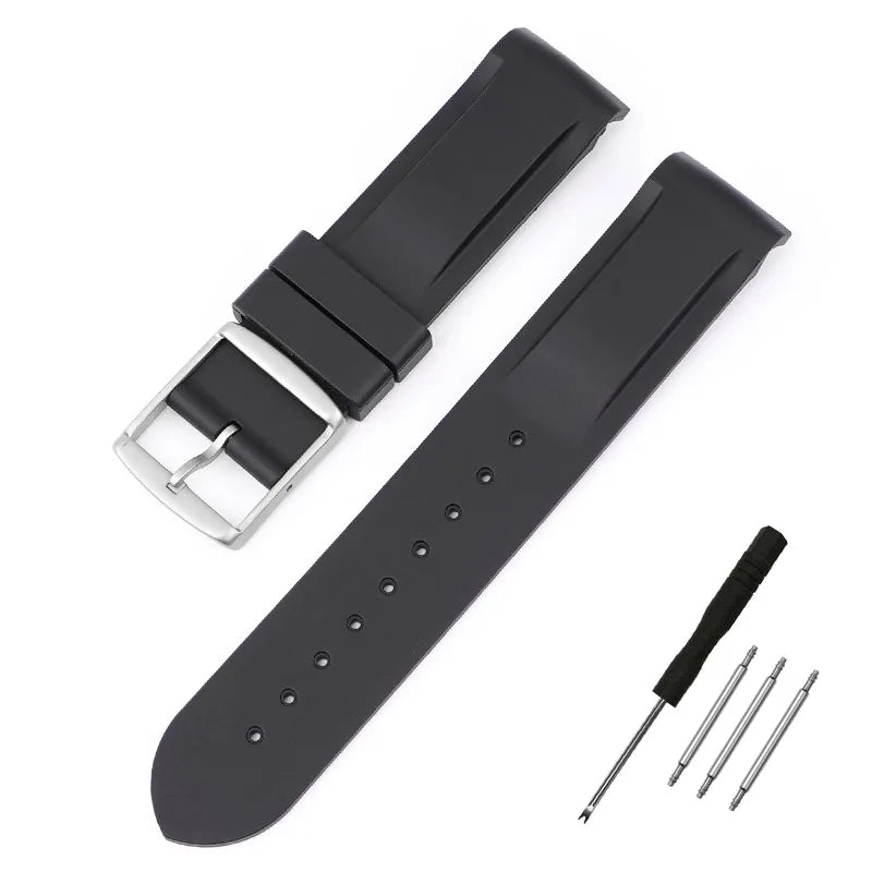 High Quality Curved End Rubber Strap for Moonswatch - With Coloured Line