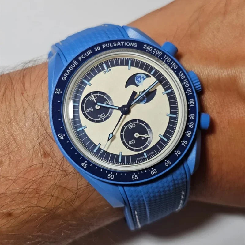 High Quality Rubber Silicone Strap for Moonswatch - With Coloured Stitching