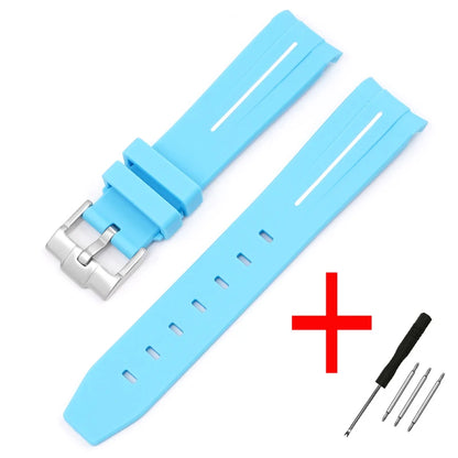 High Quality Curved End Rubber Strap for Moonswatch - With Coloured Line
