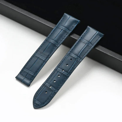 Genuine Leather Strap for Omega Seamaster & Speedmaster Blue – Folding Buckle