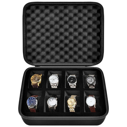 8 Slot Hard Shell Watch Travel & Storage Box – High Quality Durable Nylon