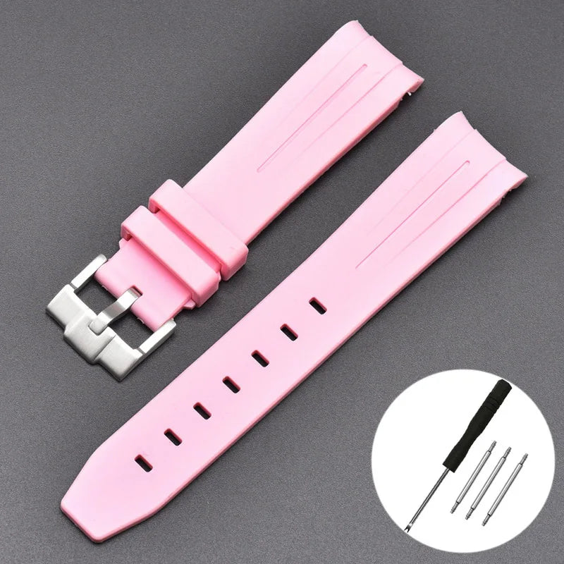 High Quality Curved End Rubber Strap for Moonswatch - With Coloured Line
